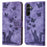 For Samsung Galaxy A15 5G Case Butterfly Cat Imprinted PU Leather Phone Cover - Purple - 1