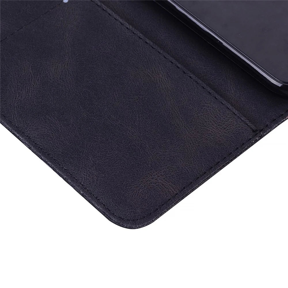 For Samsung Galaxy A15 5G Case Big Butterfly Imprinted PU Leather Phone Cover with Wrist Strap - Black - 5