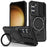 For Samsung Galaxy S23 Case Lens Protection Kickstand Magnetic Phone Cover - Black - 1