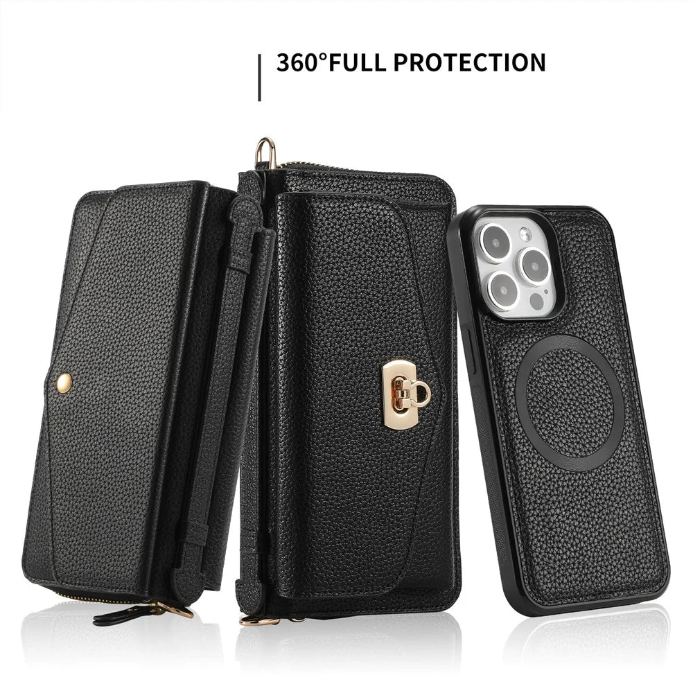 POLA Style 001 For iPhone 14 Pro Max Case RFID Blocking Detachable Leather Wallet Phone Cover - Black - 2