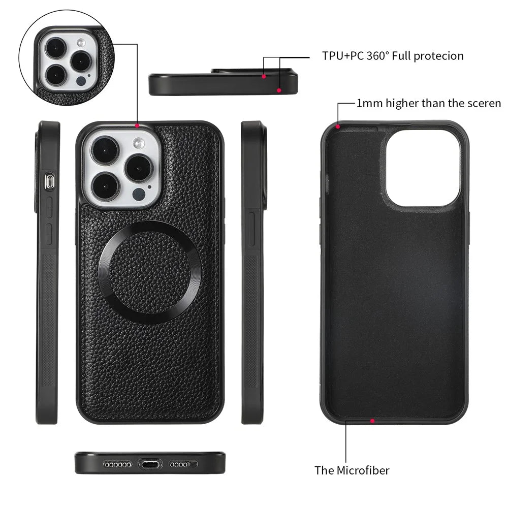 POLA Style 001 For iPhone 14 Pro Max Case RFID Blocking Detachable Leather Wallet Phone Cover - Black - 5
