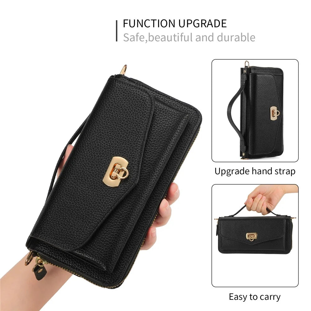 POLA Style 001 For iPhone 14 Pro Max Case RFID Blocking Detachable Leather Wallet Phone Cover - Black - 7