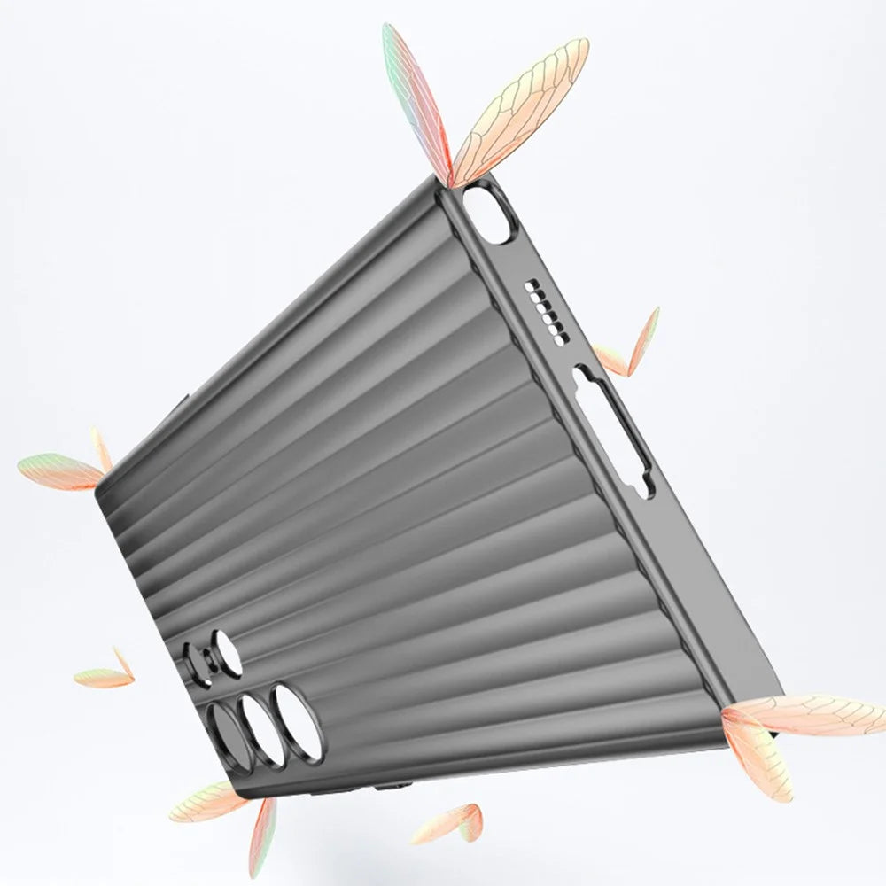 For Samsung Galaxy S23 Ultra Case Corrugated Texture Matte PC Skin-touch Phone Cover - Transparent Black - 4