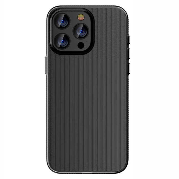 For iPhone 14 Pro Max Case Corrugated Texture Skin-touch Matte PC Phone Cover - Black Edge - 2
