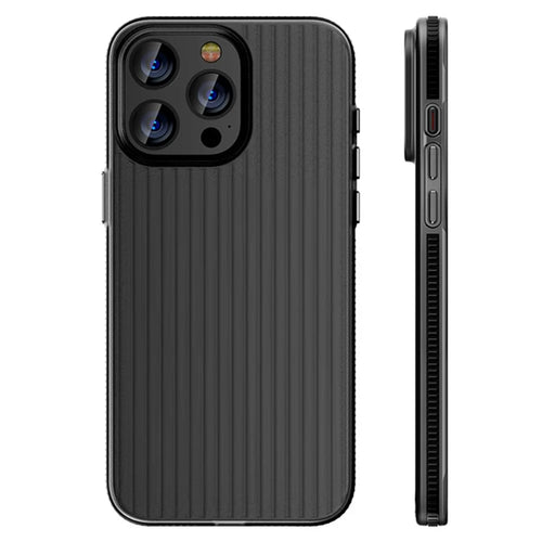 For iPhone 15 Pro Case Corrugated Texture Anti-slip Matte PC Phone Cover - Black Edge - 1