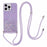 AW Series for iPhone 15 Pro Max Case Shockproof Phone Shell Glitter Epoxy TPU Cover with Lanyard - Purple - 1