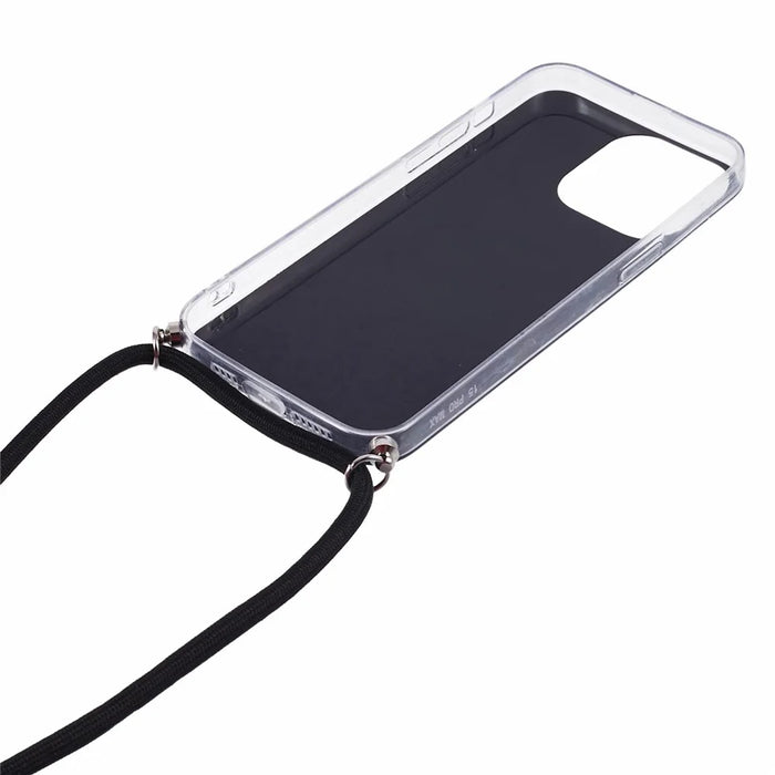 AW Series for iPhone 13 Pro TPU Phone Shell Case Sparkle Epoxy Phone Cover with Lanyard - Black - 5