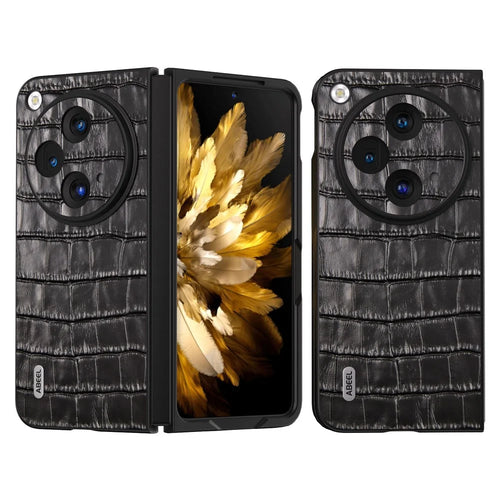 ABEEL For Oppo Find N3 5G / OnePlus Open Case Genuine Cow Leather+PC Back Phone Cover - Black - 1