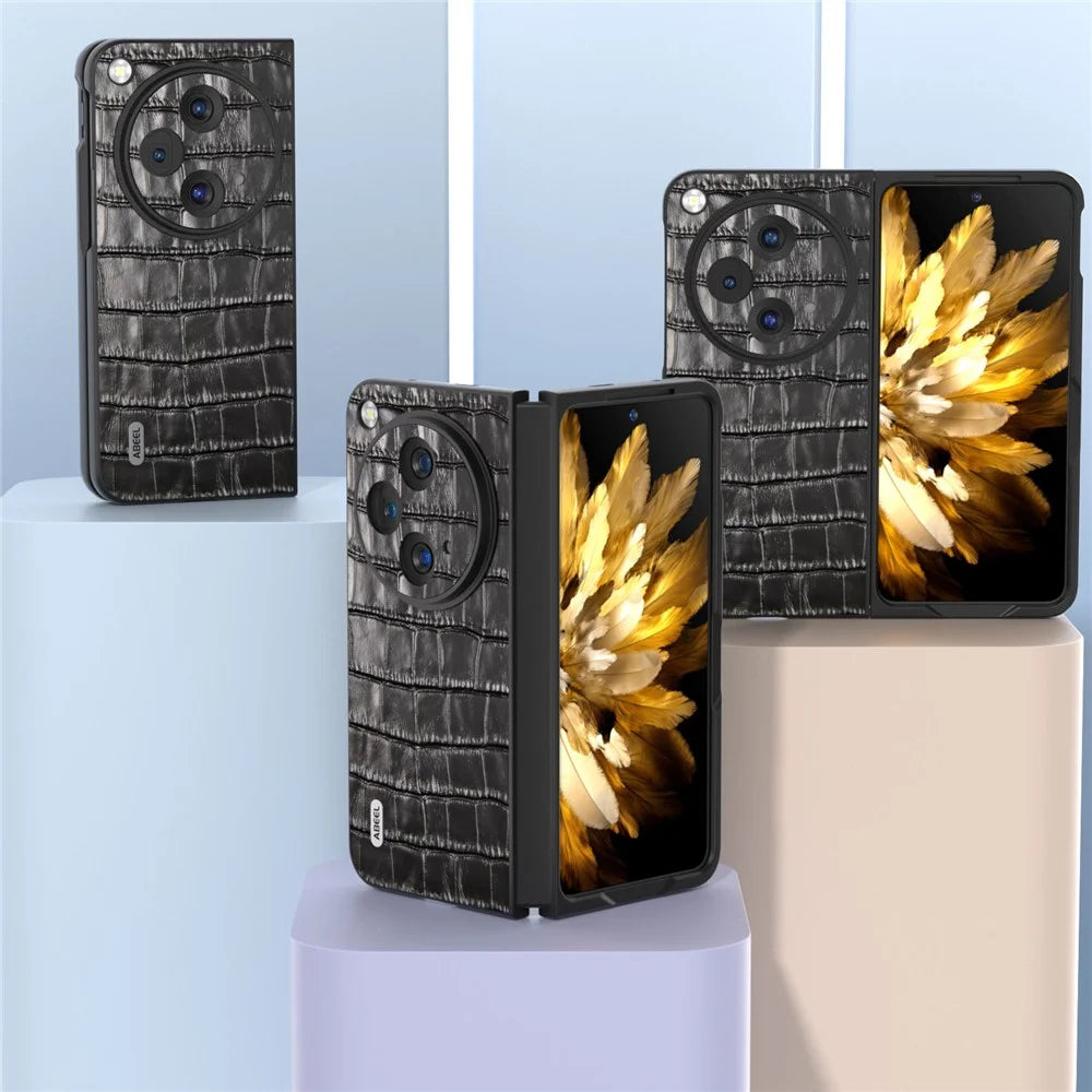 ABEEL For Oppo Find N3 5G / OnePlus Open Case Genuine Cow Leather+PC Back Phone Cover - Black - 4