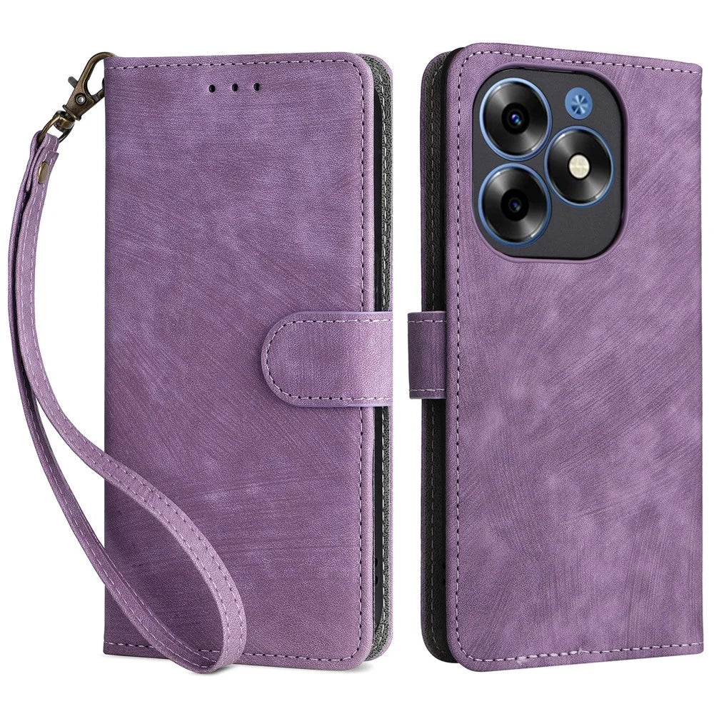 For itel S23+ / S681LN Case RFID Blocking Anti-Scratch Phone Shell Leather Cover with Strap - Purple - 1