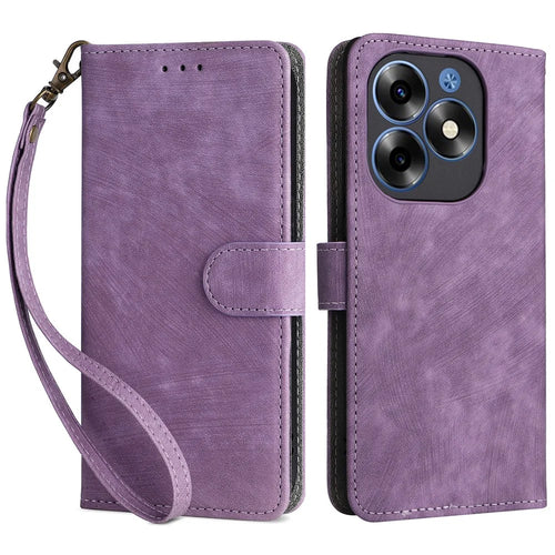 For itel S23+ / S681LN Case RFID Blocking Anti-Scratch Phone Shell Leather Cover with Strap - Purple - 1
