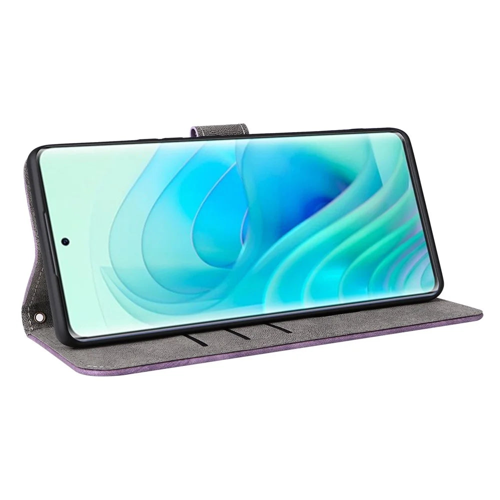 For itel S23+ / S681LN Case RFID Blocking Anti-Scratch Phone Shell Leather Cover with Strap - Purple - 3