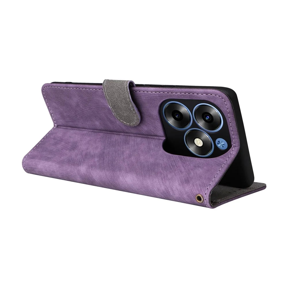 For itel S23+ / S681LN Case RFID Blocking Anti-Scratch Phone Shell Leather Cover with Strap - Purple - 4