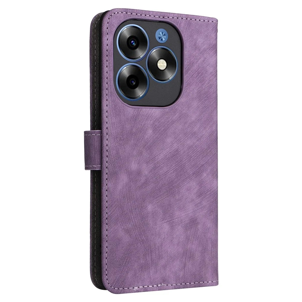 For itel S23+ / S681LN Case RFID Blocking Anti-Scratch Phone Shell Leather Cover with Strap - Purple - 7