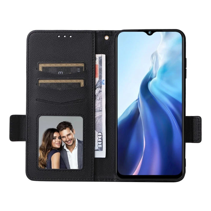For Oukitel C36 / C35 Case Anti-Collision Litchi Texture PU Leather Smartphone Cover with Strap - Black - 2