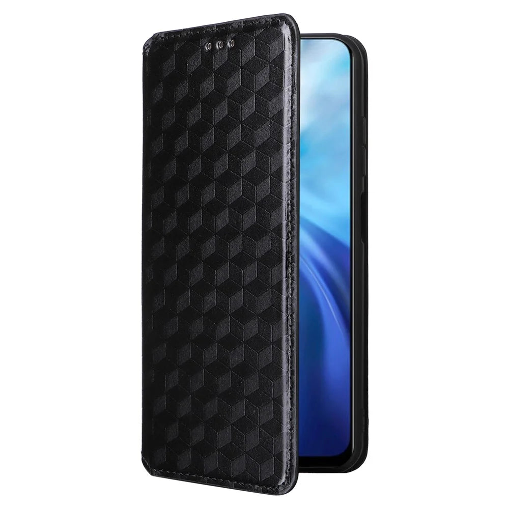For Oukitel C36 / C35 Case Magnetic Imprinted PU Leather Wallet Phone Cover - Black - 5