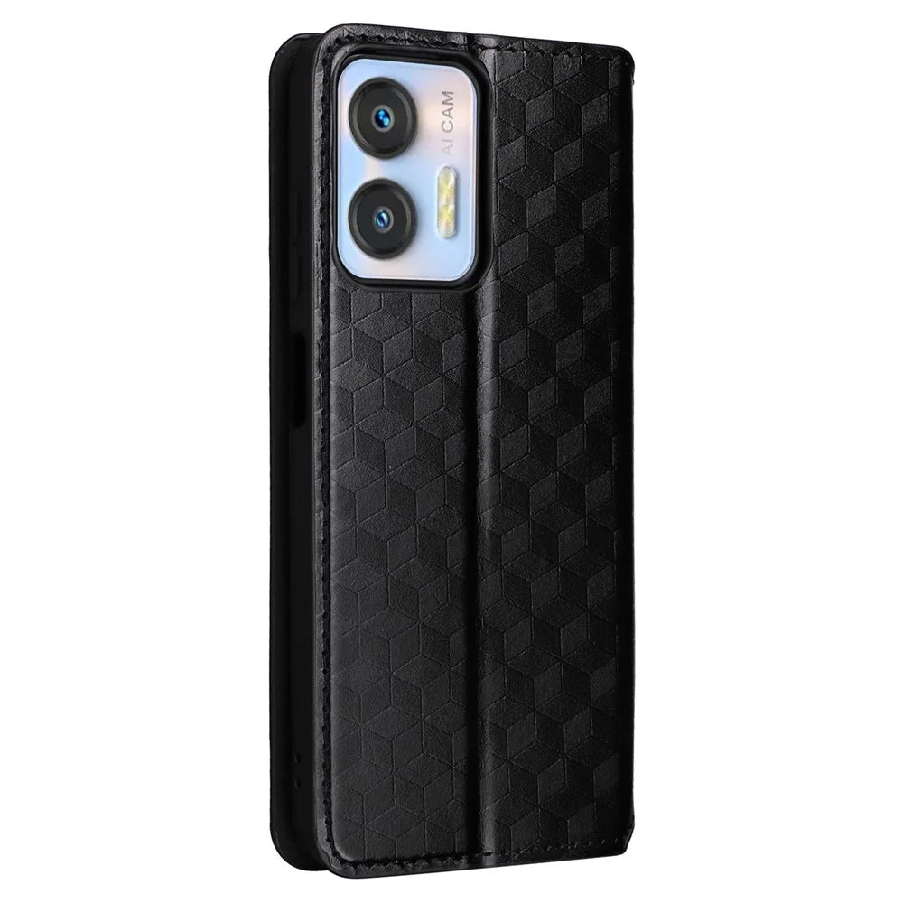 For Oukitel C36 / C35 Case Magnetic Imprinted PU Leather Wallet Phone Cover - Black - 6