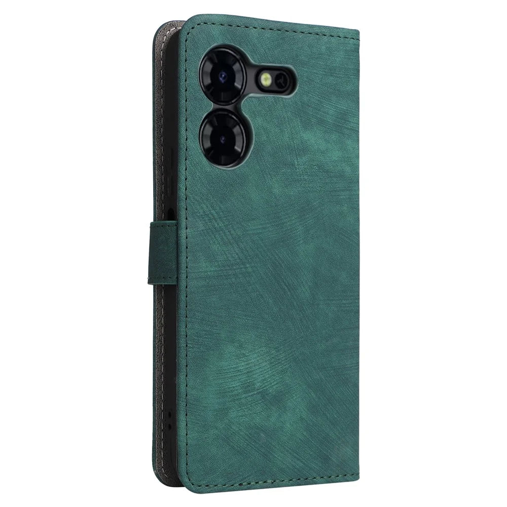 Phone Case for TECNO Pova 5 Pro 5G / LH8n Phone Shell RFID Blocking PU Leather Cover with Strap - Green - 7