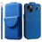 For iPhone 15 Case Phone Cover Leather+TPU Vertical Flip Phone Shell with Card Bag - Blue - 1