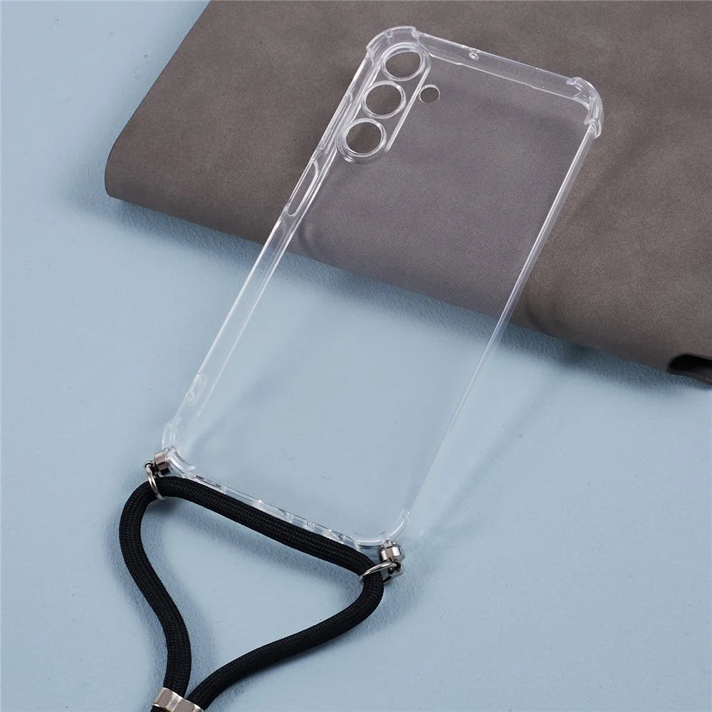 For Samsung Galaxy A15 4G Clear Case Four Corner Protection TPU Cover with Lanyard - 3