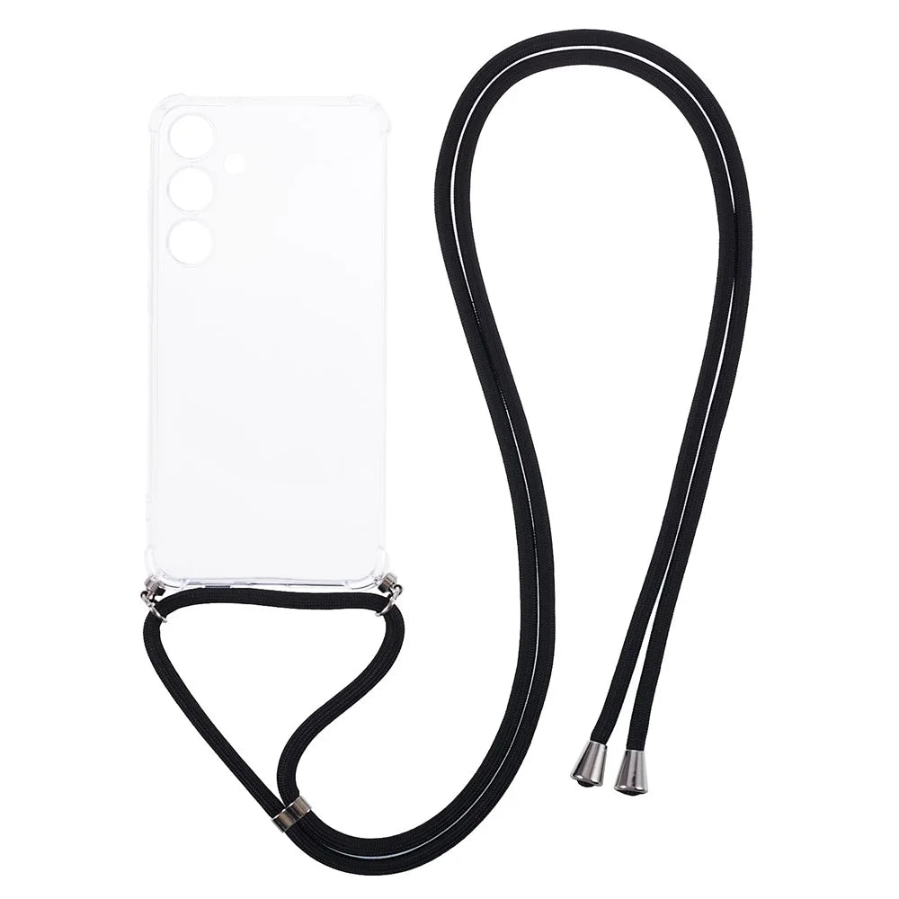 For Samsung Galaxy S24+ Case Transparent TPU Phone Cover with Lanyard - 1
