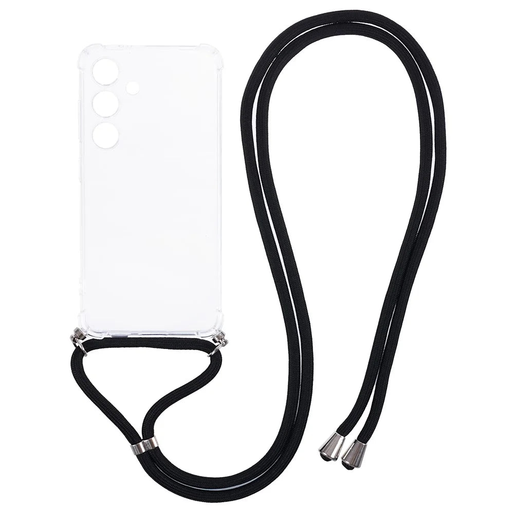 For Samsung Galaxy S24 Case Precise Cutout Transparent Phone Cover with Lanyard - 1