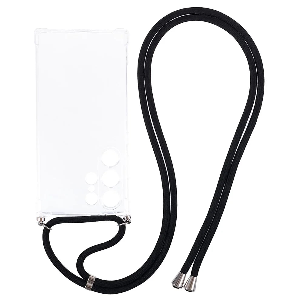 For Samsung Galaxy S24 Ultra Clear Case Anti-scratch TPU Phone Cover with Lanyard - 1