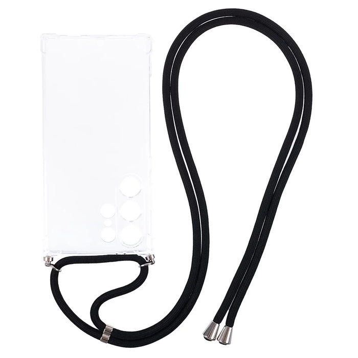For Samsung Galaxy S24 Ultra Clear Case Anti-scratch TPU Phone Cover with Lanyard - 1