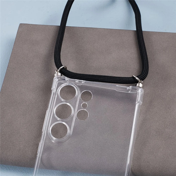 For Samsung Galaxy S24 Ultra Clear Case Anti-scratch TPU Phone Cover with Lanyard - 4