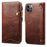 Wallet Phone Shell for iPhone 14 Pro Case Waxy Genuine Cow Leather Cover with Card Slot - Brown - 1
