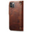 Wallet Phone Shell for iPhone 14 Pro Case Waxy Genuine Cow Leather Cover with Card Slot - Brown - 7
