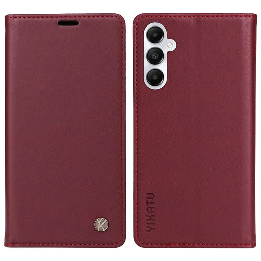 YIKATU YK-001 For Samsung Galaxy A05s 4G Case PU Leather Magnetic Auto-absorbed Phone Cover - Wine Red - 1