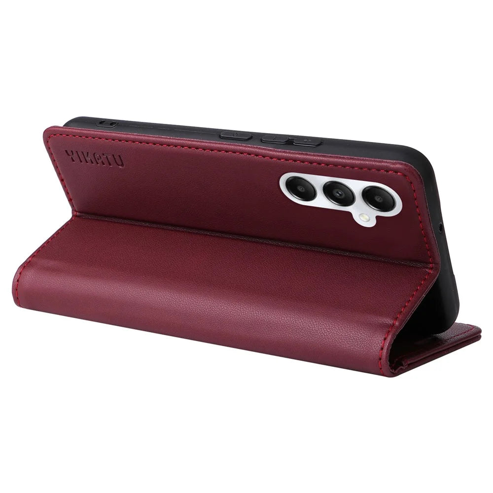 YIKATU YK-001 For Samsung Galaxy A05s 4G Case PU Leather Magnetic Auto-absorbed Phone Cover - Wine Red - 3