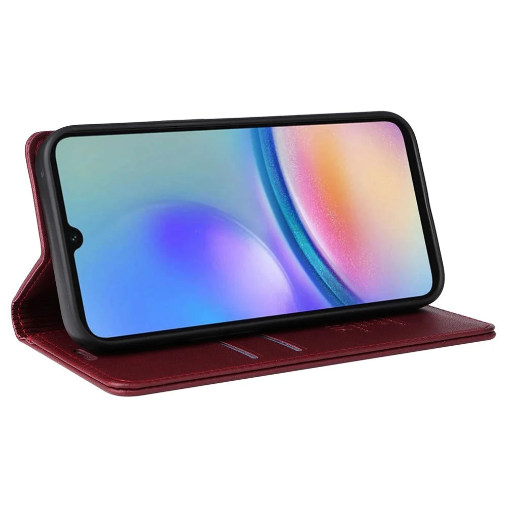 YIKATU YK-001 For Samsung Galaxy A05s 4G Case PU Leather Magnetic Auto-absorbed Phone Cover - Wine Red - 4