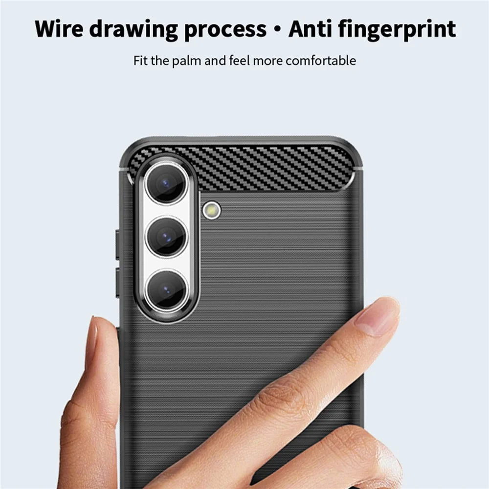MOFI JK TPU Series-1 For Samsung Galaxy S24 Carbon Fiber Texture Slim-Fit Case TPU Cell Phone Cover - Black - 7