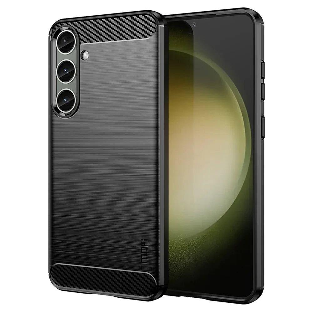 MOFI JK TPU Series-1 For Samsung Galaxy S24+ Slim-Fit TPU Case Carbon Fiber Texture Phone Cover - Black - 1