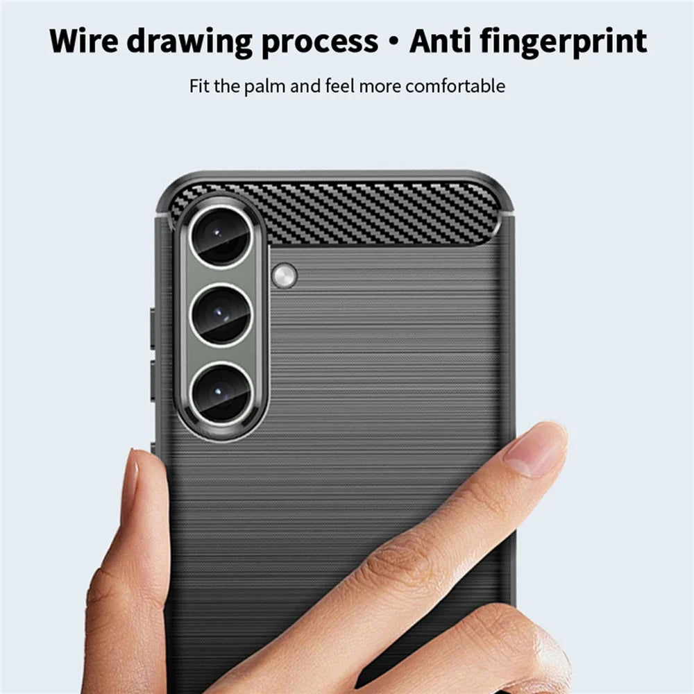 MOFI JK TPU Series-1 For Samsung Galaxy S24+ Slim-Fit TPU Case Carbon Fiber Texture Phone Cover - Black - 7