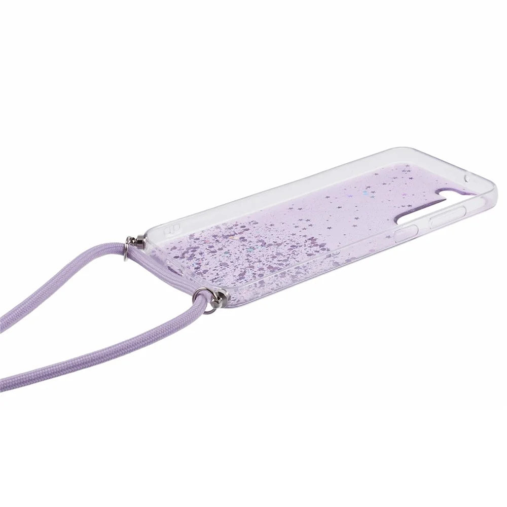 AW Series Sparkle Epoxy TPU Cover for Samsung Galaxy S23 Case with Lanyard Protective Phone Case - Purple - 4