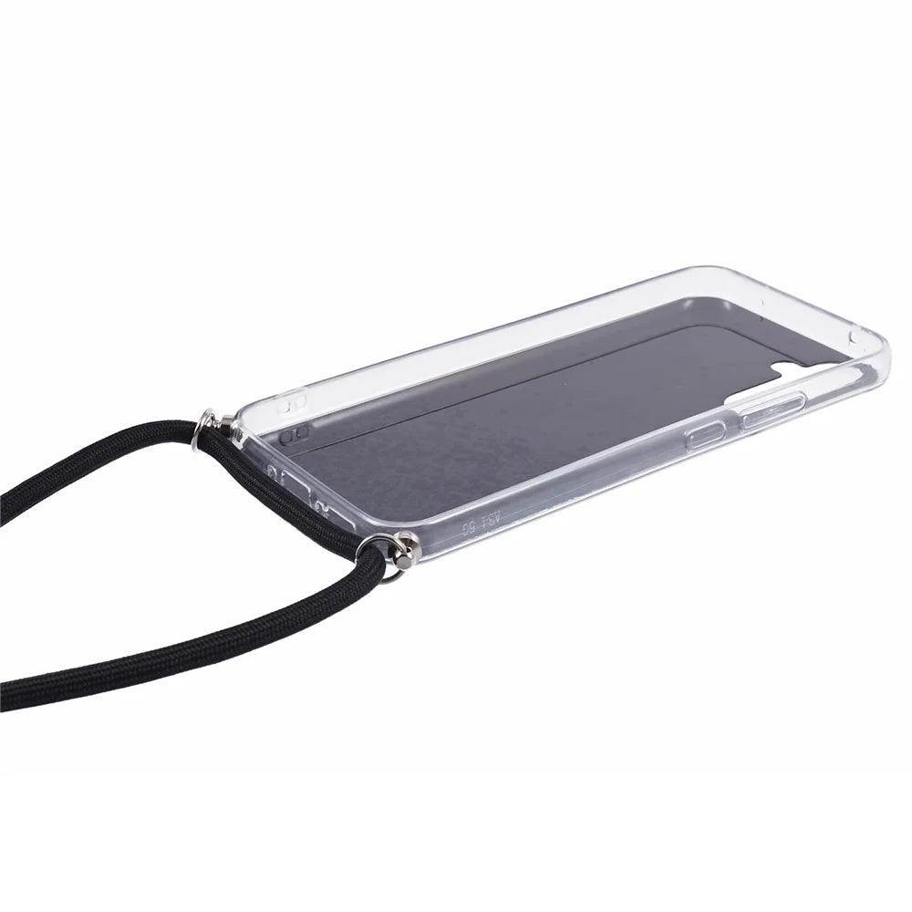 AW Series for Samsung Galaxy A14 4G / 5G Case Epoxy Shiny Phone Cover with Lanyard - Black - 4