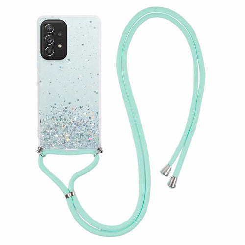 AW Series For Samsung Galaxy A52 4G / A52s 5G / A52 5G Case Sparkle Epoxy TPU Phone Cover with Lanyard - Green - 1
