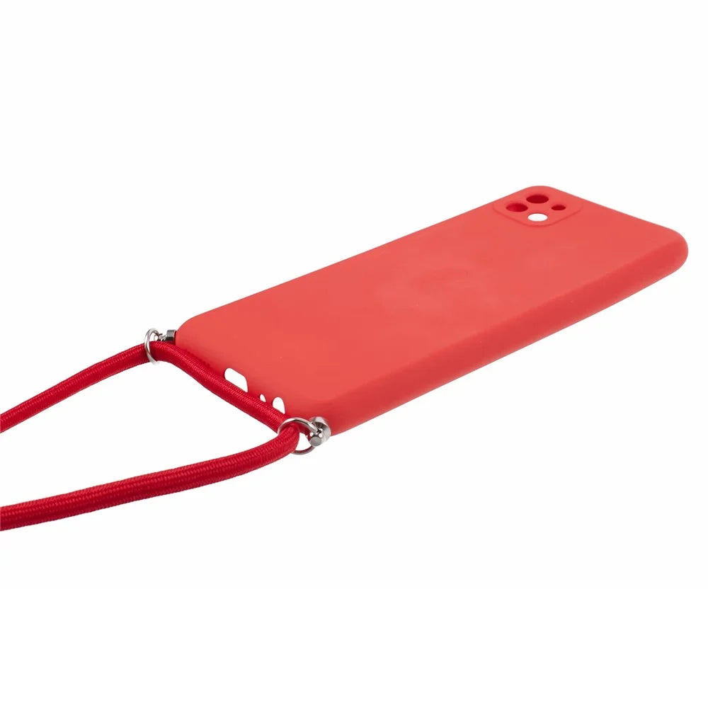 For Samsung Galaxy A22 5G (EU Version) Case Camera Protection TPU Phone Cover with Lanyard - Red - 3