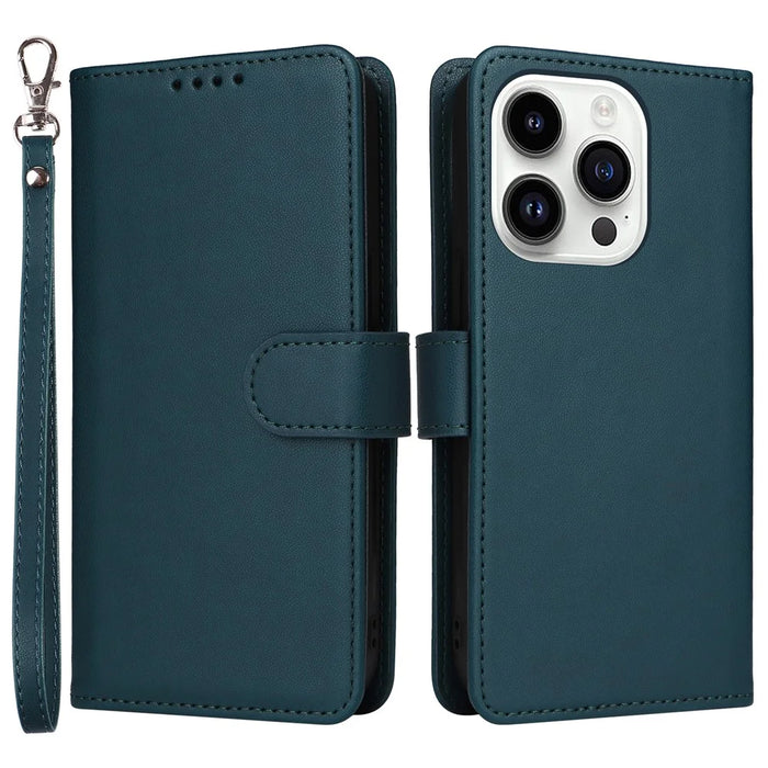 For iPhone 14 Pro Max Magnetic Case BETOPNICE Detachable PU Leather Phone Cover with Strap - Blue - 1