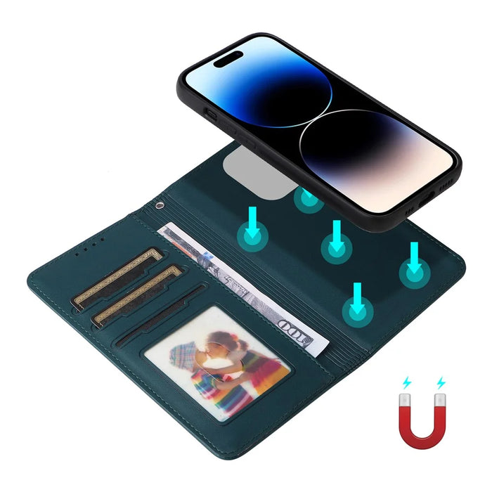 For iPhone 14 Pro Max Magnetic Case BETOPNICE Detachable PU Leather Phone Cover with Strap - Blue - 6