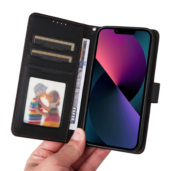 For iPhone 13 Magnetic Case BETOPNICE Detachable PU Leather Phone Cover with Strap - Black - 5