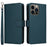 For iPhone 13 Pro Magnetic Case BETOPNICE Detachable PU Leather Phone Cover with Strap - Blue - 1
