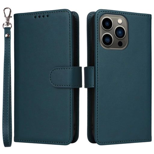 For iPhone 13 Pro Magnetic Case BETOPNICE Detachable PU Leather Phone Cover with Strap - Blue - 1
