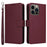 For iPhone 13 Pro Max Magnetic Case BETOPNICE Detachable PU Leather Phone Cover with Strap - Wine Red - 1