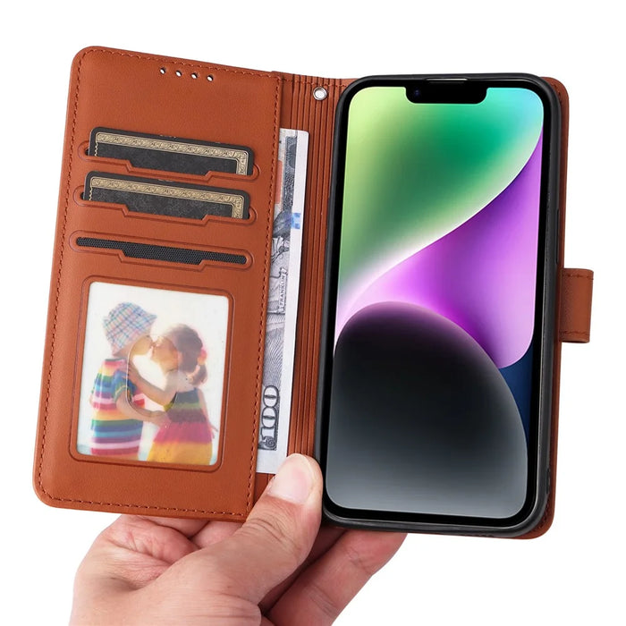 For iPhone 14 Plus Magnetic Case BETOPNICE Detachable PU Leather Phone Cover with Strap - Brown - 5