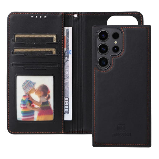 For Samsung Galaxy S23 Ultra Magnetic Case BETOPNICE Detachable PU Leather Phone Cover with Strap - Black - 2