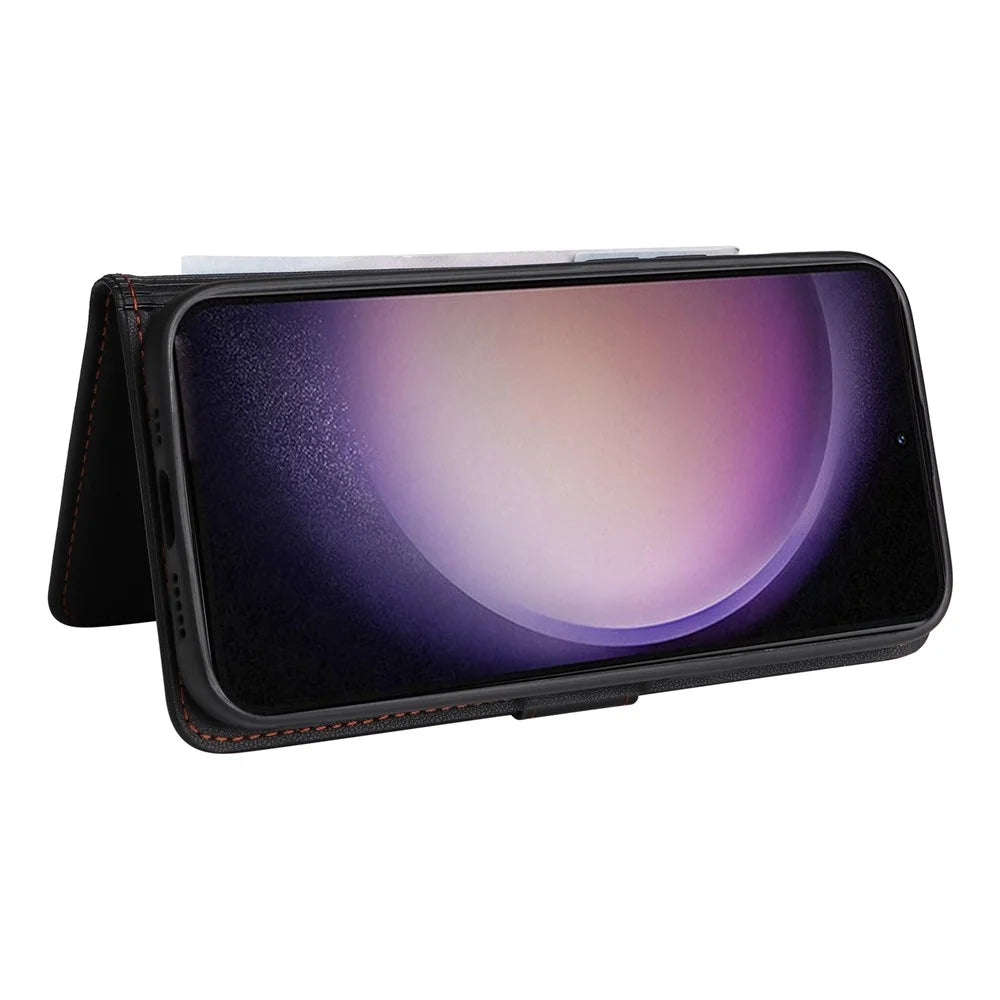 For Samsung Galaxy S23 Ultra Magnetic Case BETOPNICE Detachable PU Leather Phone Cover with Strap - Black - 3